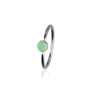 Indie Silver Stone Ring - Bright Green Opal Flake FSR 2