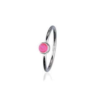 Indie Silver Stone Ring - Bright Pink Opal Flake FSR 2