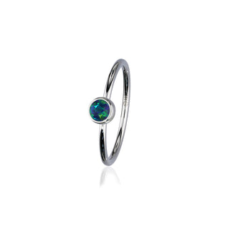 Indie Silver Stone Ring - Dark Teal Opal Flake FSR 2