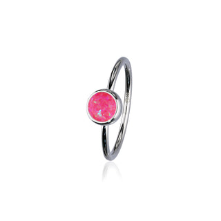 Indie Silver Stone Ring Bright Pink Opal Flake FSR 4