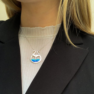 Orca Fluke Enamelled Silver Necklet FEN 1