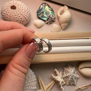 Handstruck Silver Hoop Earring E2388