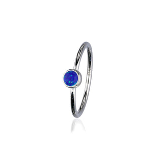 Indie Silver Stone Ring - Dark Blue Opal Flake FSR 2