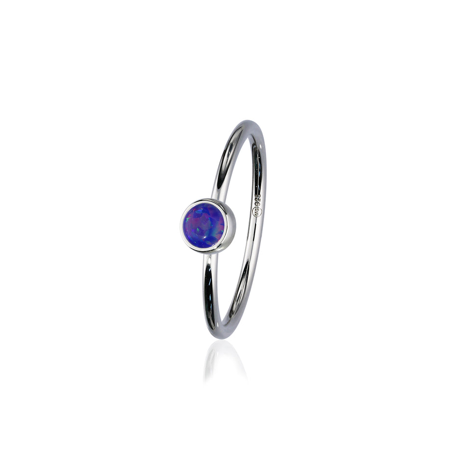 Indie Silver Stone Ring - Purple Opal Flake FSR 2 | Fluke Jewellery