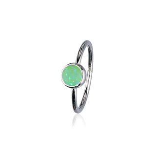Indie Silver Stone Ring Bright Green Opal Flake FSR 4