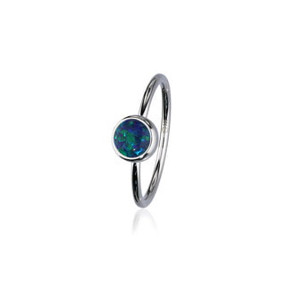 Indie Silver Stone Ring Dark Teal Opal Flake FSR 4
