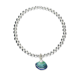 Venus Shell Enamel Silver Stretch Bracelet FSSEBL 4