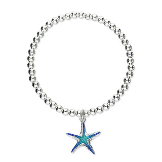 Starfish Enamel Silver Stretch Bracelet FSSEBL 7