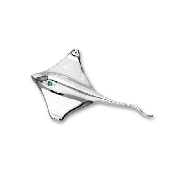 Eagle Ray Silver Emerald Brooch FCB 1